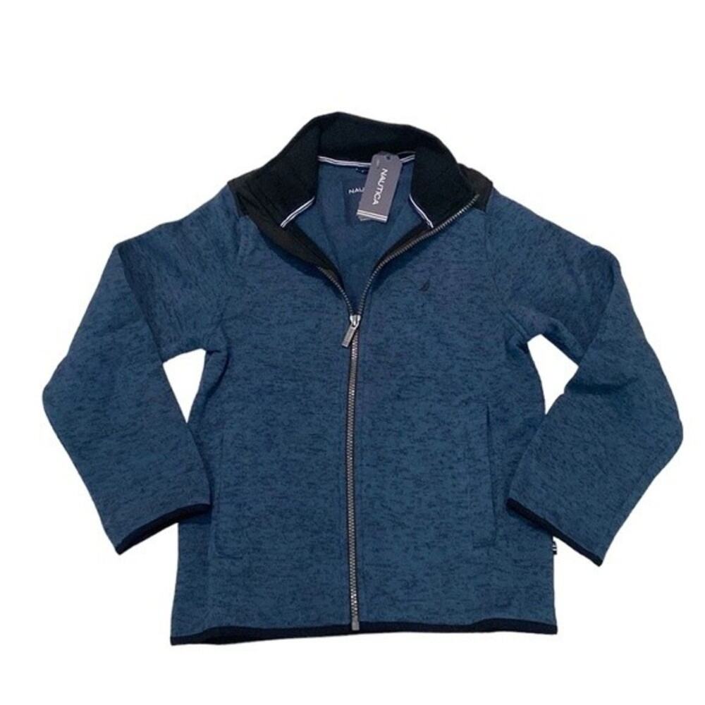 Nautica Kids Fleece Jacket Blue Zip-Up Pockets Size Medium 10 / 12 New